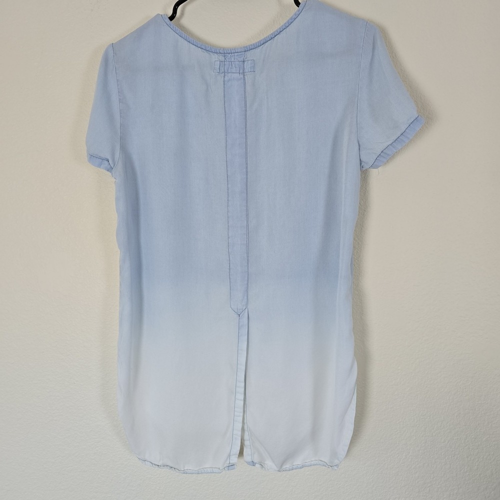 Thread & Supply Women's Sz Small Fade Down Relaxed Top Blue White Lyocell Soft - Picture 4 of 5
